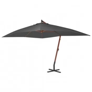 Umbrela suspendata cu stalp din lemn, antracit, 400 x 300 cm imagine