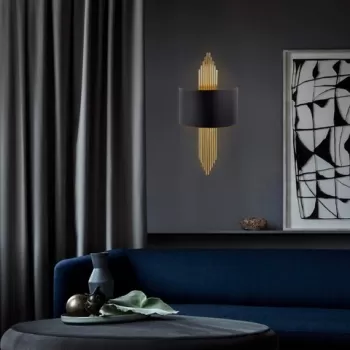 Aplica de perete, 616 - A, Opviq, 22 x 10 x 75 cm, 1 x E27, 40W, negru/auriu imagine