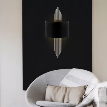 Aplica de perete, 618 - A, Opviq, 75 x 10 x 22 cm, 1 x E27, 40W, negru/argintiu imagine