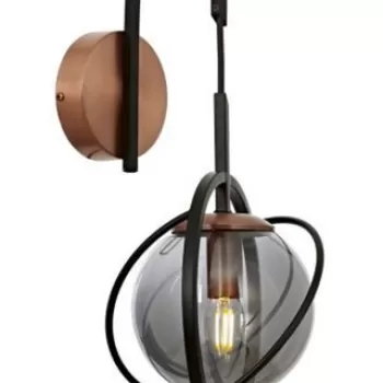 Aplica de perete, AP-1850-1BSY, Avonni, 22 x 24 x 42 cm, 1 x E14, 40W, negru/cupru imagine