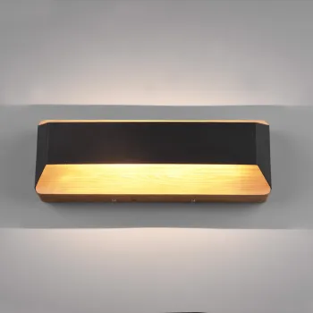 Aplica de perete Arino, TRIO, 35.2x12 cm, 13.5W, 1x SMD, metal, negru mat/natur imagine