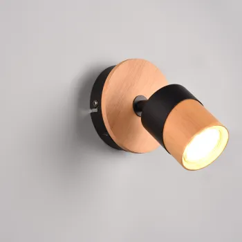 Aplica de perete Aruni, TRIO, 11x15x13.5 cm, 10W, 1x GU10, lemn, natur/negru imagine