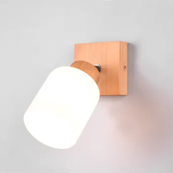 Aplica de perete Assam, RL, 10x10x21 cm, 25W, 1x E14, lemn, natur/alb imagine