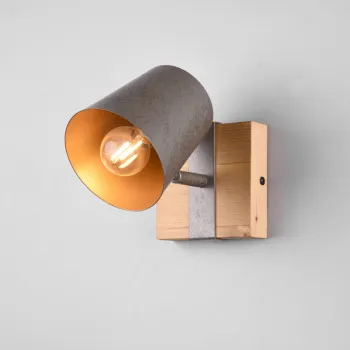 Aplica de perete Bell, TRIO, 11x11 cm, 25W, 1x E14, metal, gri/natur imagine