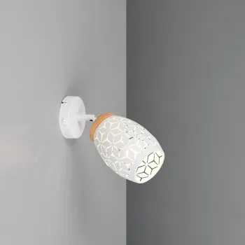 Aplica de perete Bidar, RL, 12x10 cm, 10W, 1x E14, metal, alb mat/natur imagine