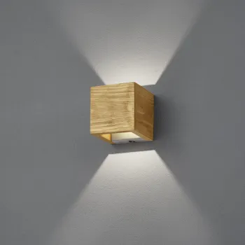 Aplica de perete Brad, TRIO, 11x11 cm, 4W, 1x SMD LED, lemn, natur imagine
