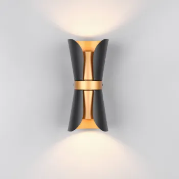 Aplica de perete Coat, TRIO, 10x11x21 cm, 10W, 2x GU10, metal, negru mat/auriu imagine