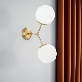 Aplica de perete, Damar - 6341, Opviq, 28 x 15 x 44 cm, 2 x E27, 40W, galben/alb imagine