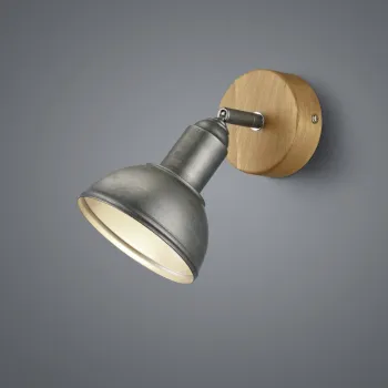 Aplica de perete Delhi, TRIO, 11.6x18x20.5 cm, 40W, 1x E14, metal, argintiu/natur imagine