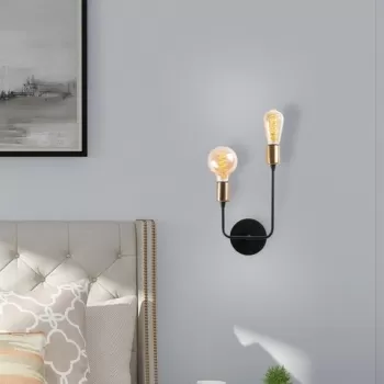 Aplica de perete, Dolma - 3081, Tatum, 21 x 16 x 36 cm, 2 x E27, 40W, negru imagine