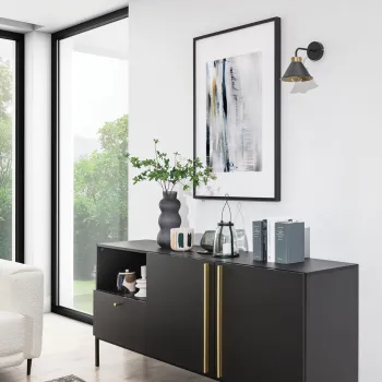 Aplica de perete ELTAP, Detmer, 17x25x20 cm, 1xE27, 15W, otel, negru/auriu imagine