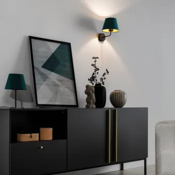 Aplica de perete ELTAP, Vespillo, 20x20x23 cm, 1xE27, 15W, otel/PVC, verde/auriu imagine