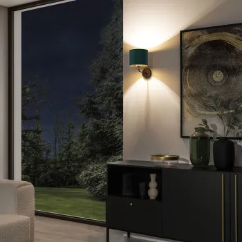 Aplica de perete ELTAP, Vespillo, 26x18x24 cm, 1xE27, 15W, otel/PVC, verde/auriu imagine