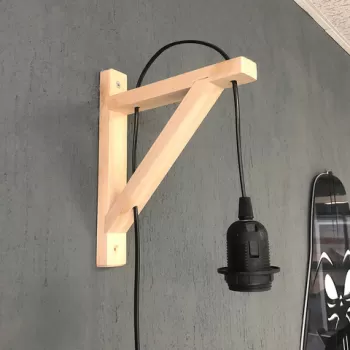 Aplica de perete, Evila Originals, 791EVL2523, Lemn, Negru imagine