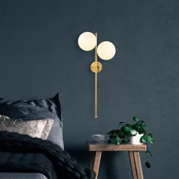 Aplica de perete, Fazli - 10410, Fulgor, 32 x 27 x 72 cm, 2 x E14, 40W, auriu imagine