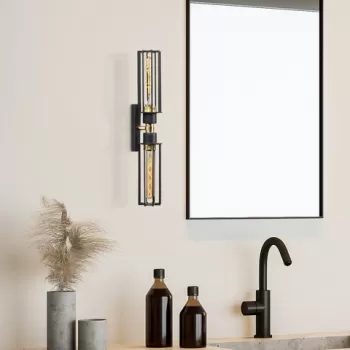 Aplica de perete, Fellini - MR - 879, Alby, 8 x 15 x 50 cm, 2 x E27, 40W, negru imagine