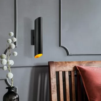 Aplica de perete, Fulgor, 942FLG1276, Metal, Negru/Auriu imagine