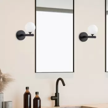 Aplica de perete, Fulgor, 942FLG1280, Metal, Alb/Negru imagine