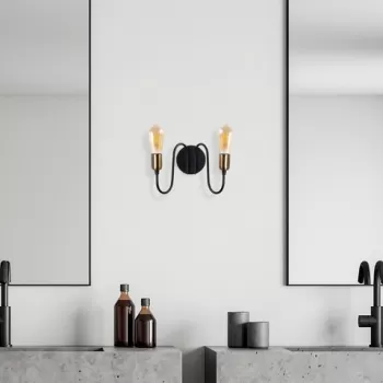 Aplica de perete, Fulgor, 942FLG1305, Metal, Negru/Maro antic imagine