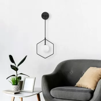 Aplica de perete, Fulgor, 942FLG2101, Metal, Alb/Negru imagine