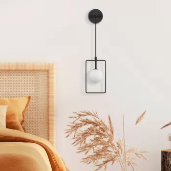 Aplica de perete, Fulgor, 942FLG2102, Metal, Alb/Negru imagine