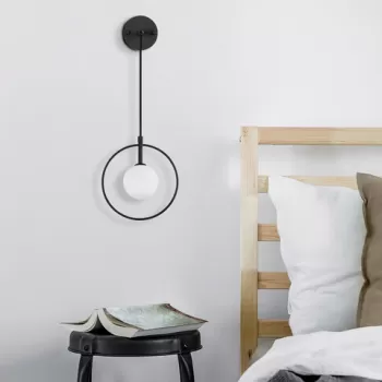 Aplica de perete, Fulgor, 942FLG2105, Metal, Alb/Negru imagine