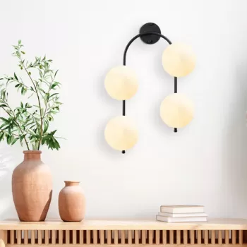 Aplica de perete, Fulgor, 942FLG2114, Metal, Negru / Crem imagine