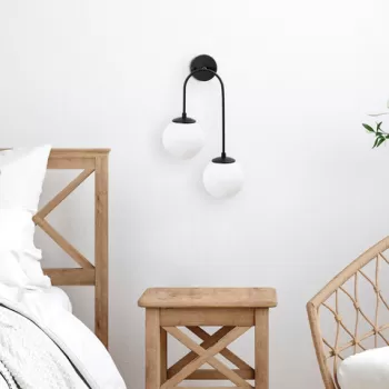 Aplica de perete, Fulgor, 942FLG2118, Metal, Alb/Negru imagine