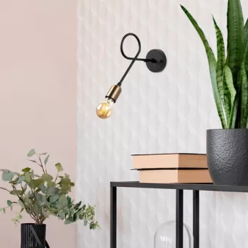 Aplica de perete, Fulgor, 942FLG2131, Metal, Negru/Maro antic imagine