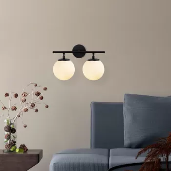 Aplica de perete, Fulgor, 942FLG2157, Metal, Negru / Crem imagine