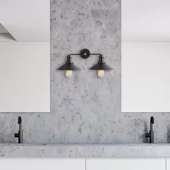 Aplica de perete, Fulgor, 942FLG2166, Metal, Negru/Auriu imagine