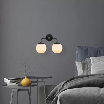 Aplica de perete, Fulgor, 942FLG2176, Metal, Negru / Antic / Crem imagine