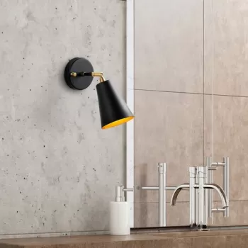 Aplica de perete, Fulgor, 942FLG2191, Metal, Negru/Auriu imagine