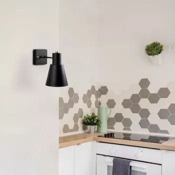 Aplica de perete, Fulgor, 942FLG2192, Metal, Negru/Auriu imagine