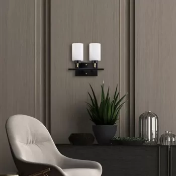 Aplica de perete, Fulgor, 942FLG2209, Metal, Negru / Auriu / Alb imagine