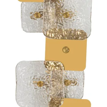 Aplica de perete Glassy, Mauro Ferretti, 5 x E14, 40W, 24x13x76 cm, sticla/fier, auriu/natural imagine