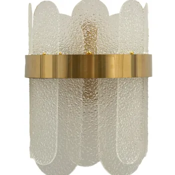 Aplica de perete Gris, Mauro Ferretti, 2 x E14, 40W, 20x14x28 cm, sticla/fier, auriu/alb imagine