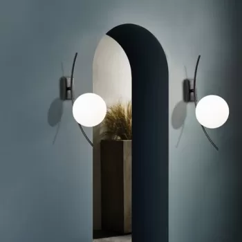 Aplica de perete, Hilal - 3821, Opviq, 15 x 25 x 44 cm, 1 x E27, 40W, negru/alb imagine