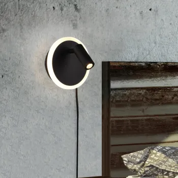 Aplica de perete Jordan, TRIO, 12x15x15 cm, 5W/2W, 2x SMD, metal, negru mat imagine