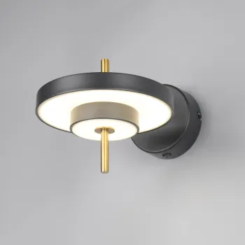 Aplica de perete Keaton, TRIO, 30x20x18.5 cm, 10W, 1x SMD, metal, negru/auriu imagine