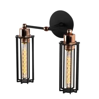 Aplica de perete Likya N-1023, Noor, 28 x 30 cm, 2 x E27, 100W, negru imagine