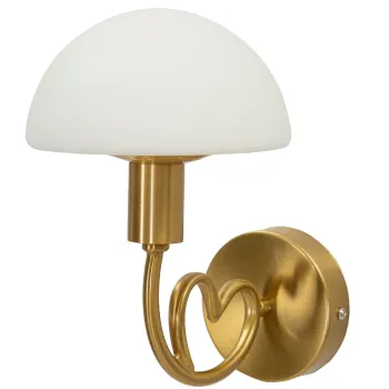 Aplica de perete Lovy, Mauro Ferretti, 1 x E14, 40W, 23x15x22 cm, sticla/fier, auriu/alb imagine