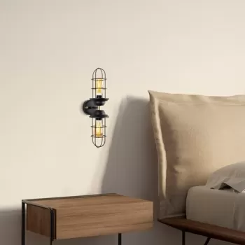 Aplica de perete, Mahoni - 13207, Fulgor, 12 x 20 x 51 cm, 2 x E27, 40W, negru imagine