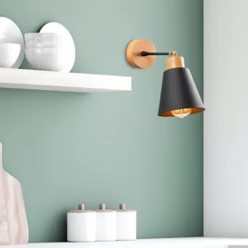 Aplica de perete, Manavgat - N-610, Alby, 14 x 25 cm, 1 x E27, 40W, negru imagine