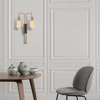 Aplica de perete, Mum - 3511, Opviq, 25 x 20 x 45 cm, 2 x E27, 40W, aramiu/negru imagine