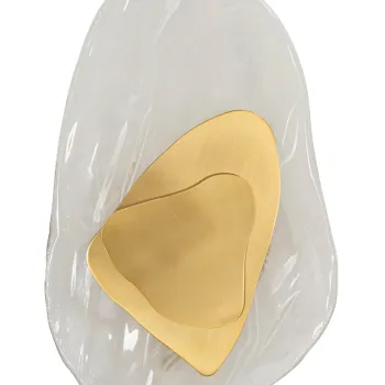 Aplica de perete Ocean, Mauro Ferretti, 1 x E14, 40W, 21x8x31 cm, sticla/fier, auriu/alb imagine