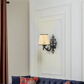 Aplica de perete, Opviq, 390FLH2331, Negru / Stejar imagine