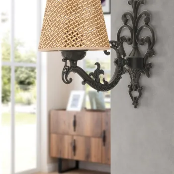 Aplica de perete, Opviq, 390FLH2337, Natural/Negru imagine