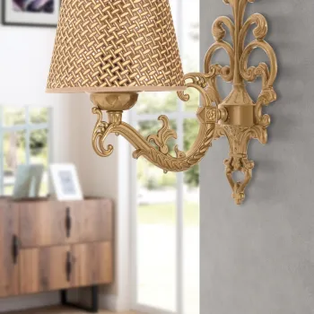 Aplica de perete, Opviq, 390FLH2338, Natural / Aur imagine