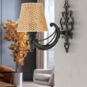 Aplica de perete, Opviq, 390FLH2349, Natural/Negru imagine